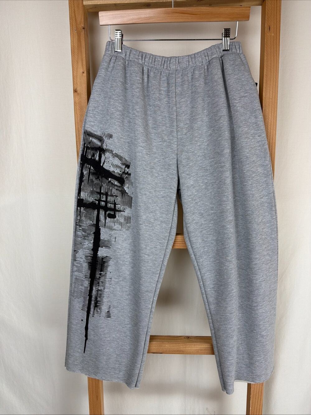 NWT Sydney FLP113-SC Gray Elastic Waist Raw Hem Fleece Pants #0746 Size XXL